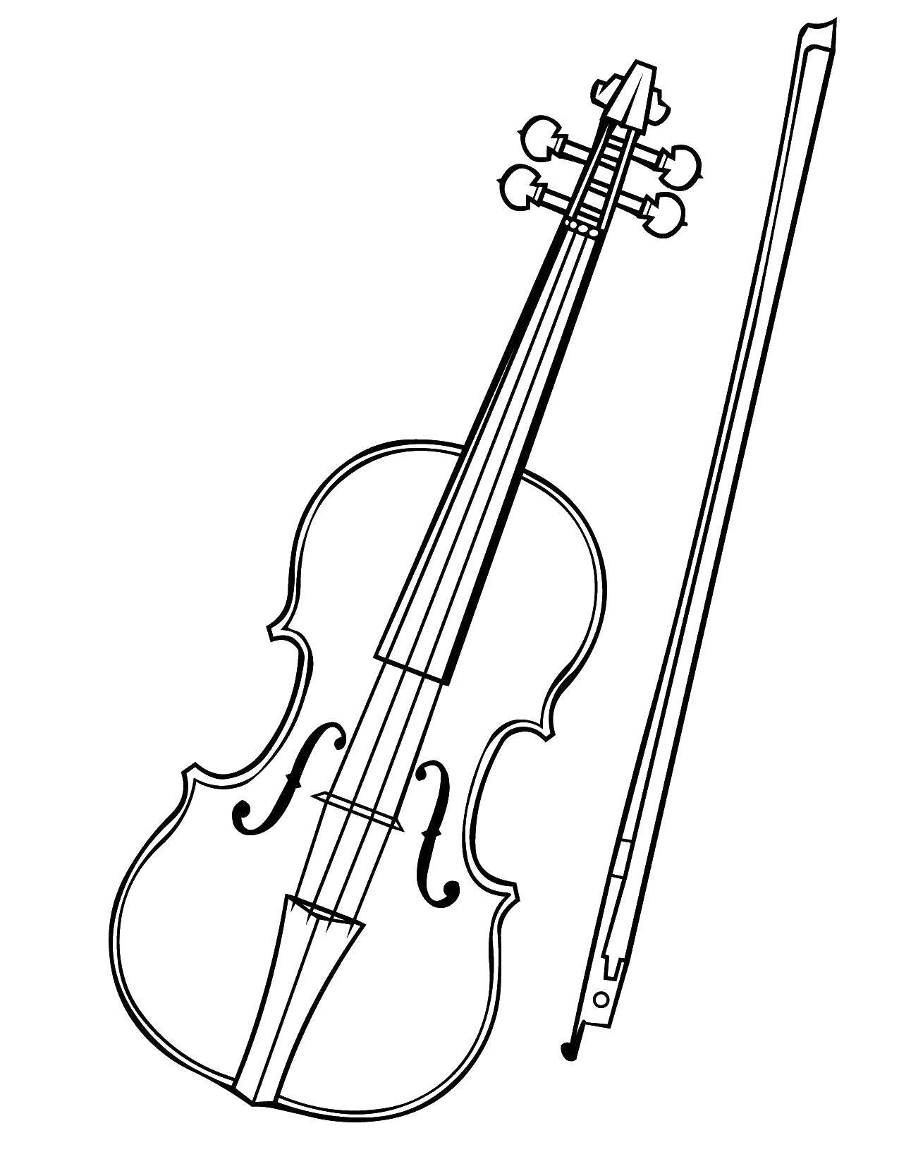 Раскраска музыкальных инструментов и скрипки (инструменты, скрипка)