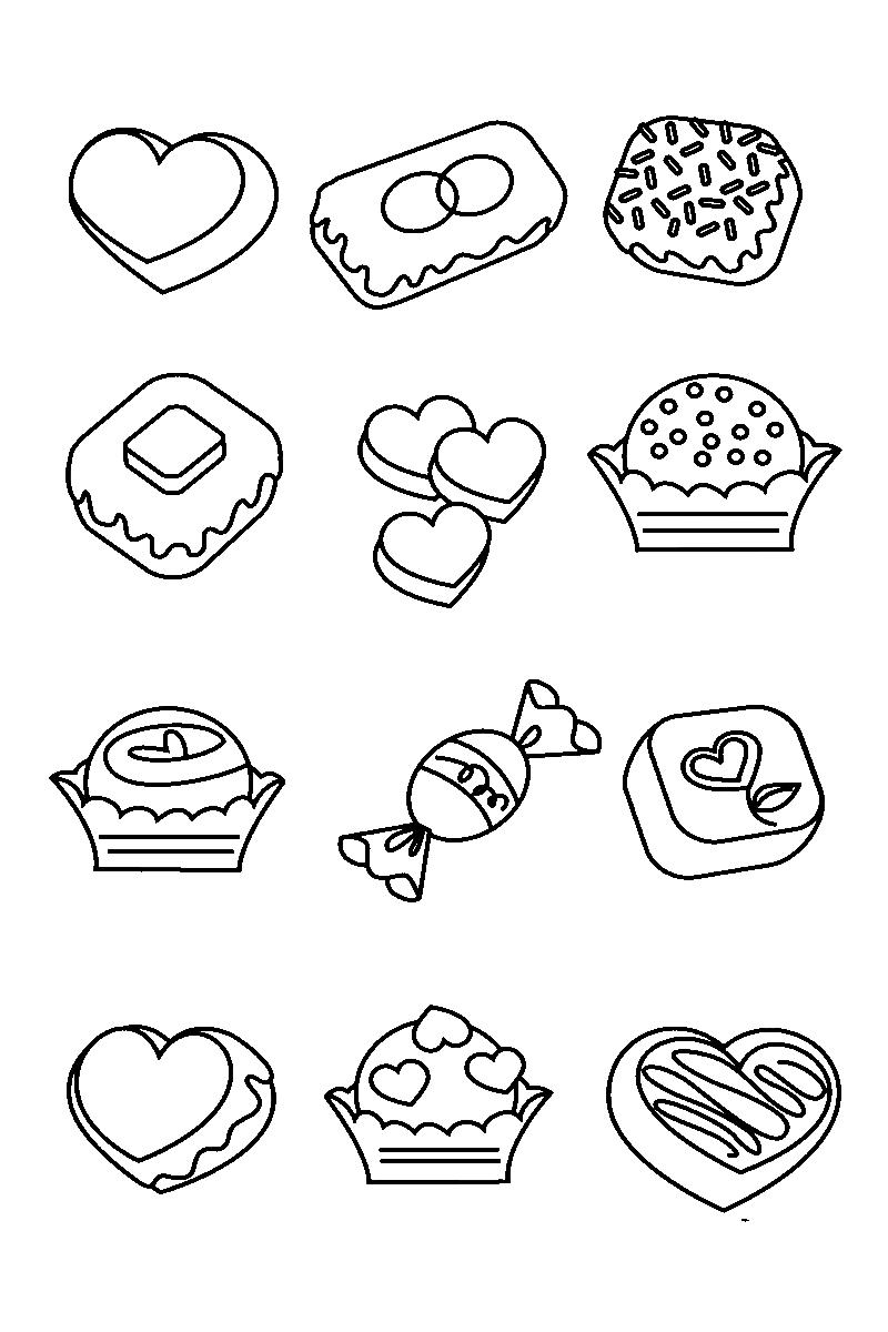 Раскраска для девочки сладостей и кексов (печенье, девочки)