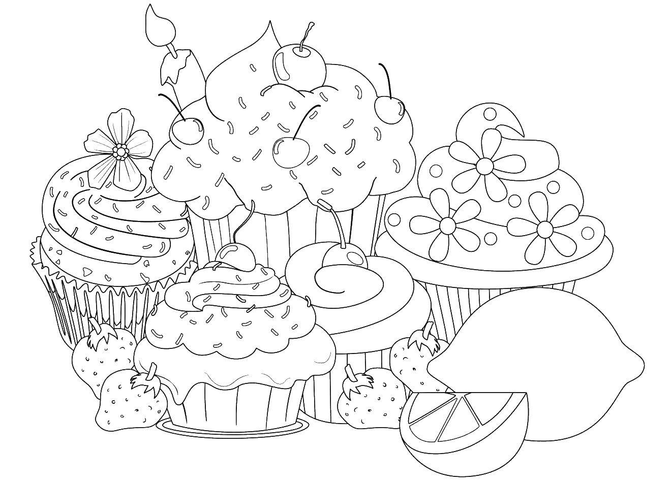 Раскраска со сладостями и кексами для девочек (кексы)