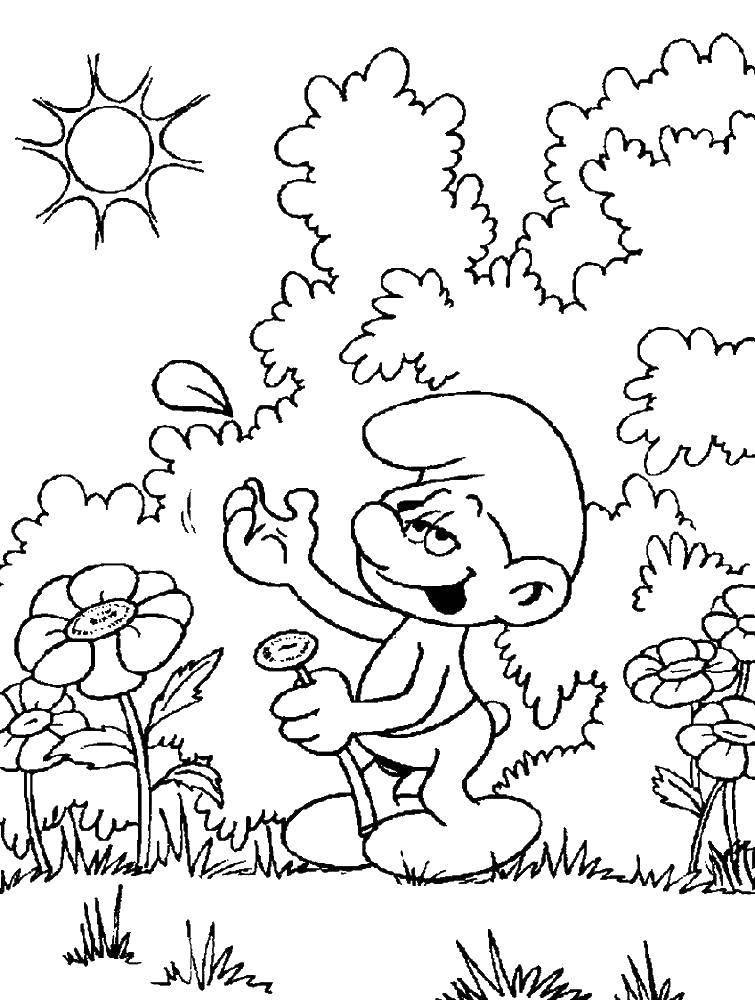 Раскраска с персонажами из мультфильма Смурфики для веселого времяпровождения (веселье)