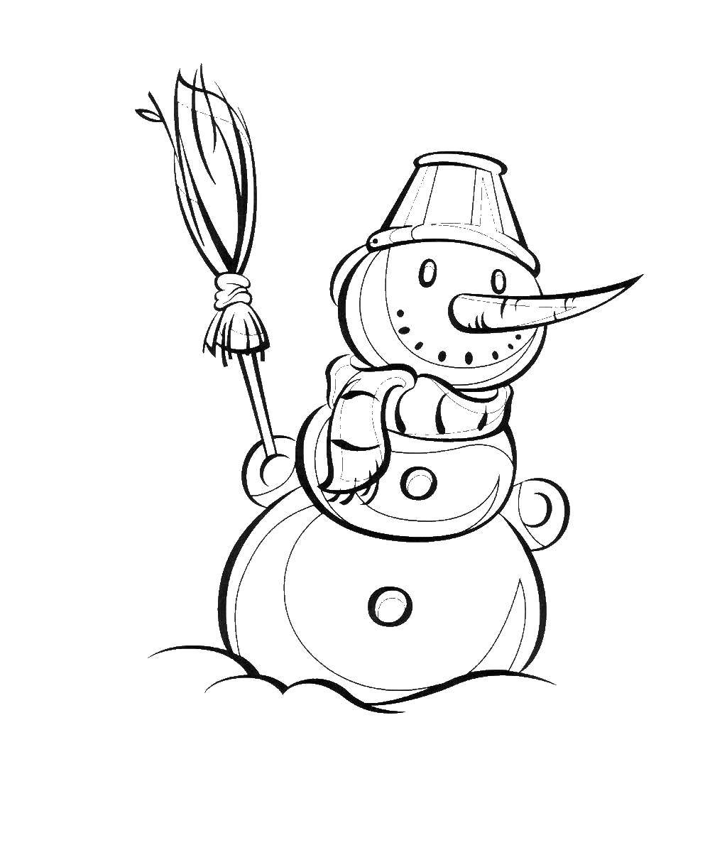 Раскраска зимы с изображением снеговика и снега (снеговик, снег, развлечение)