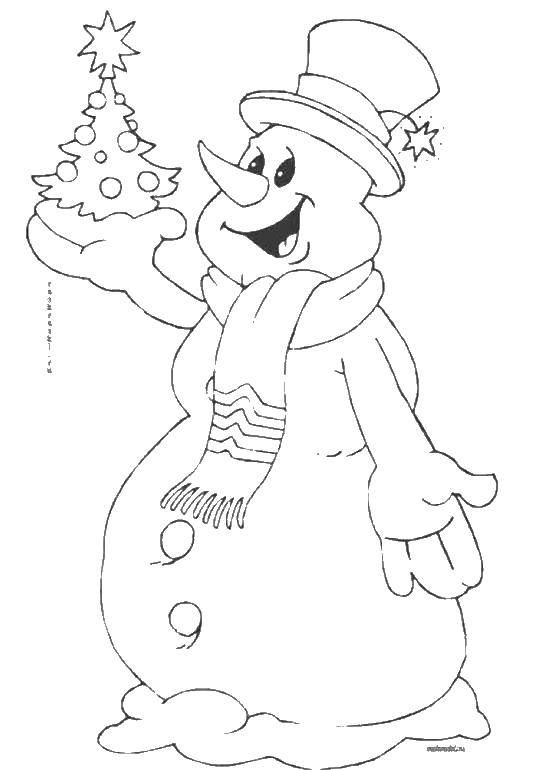 Раскраски для малышей елка, снеговик (снеговик)