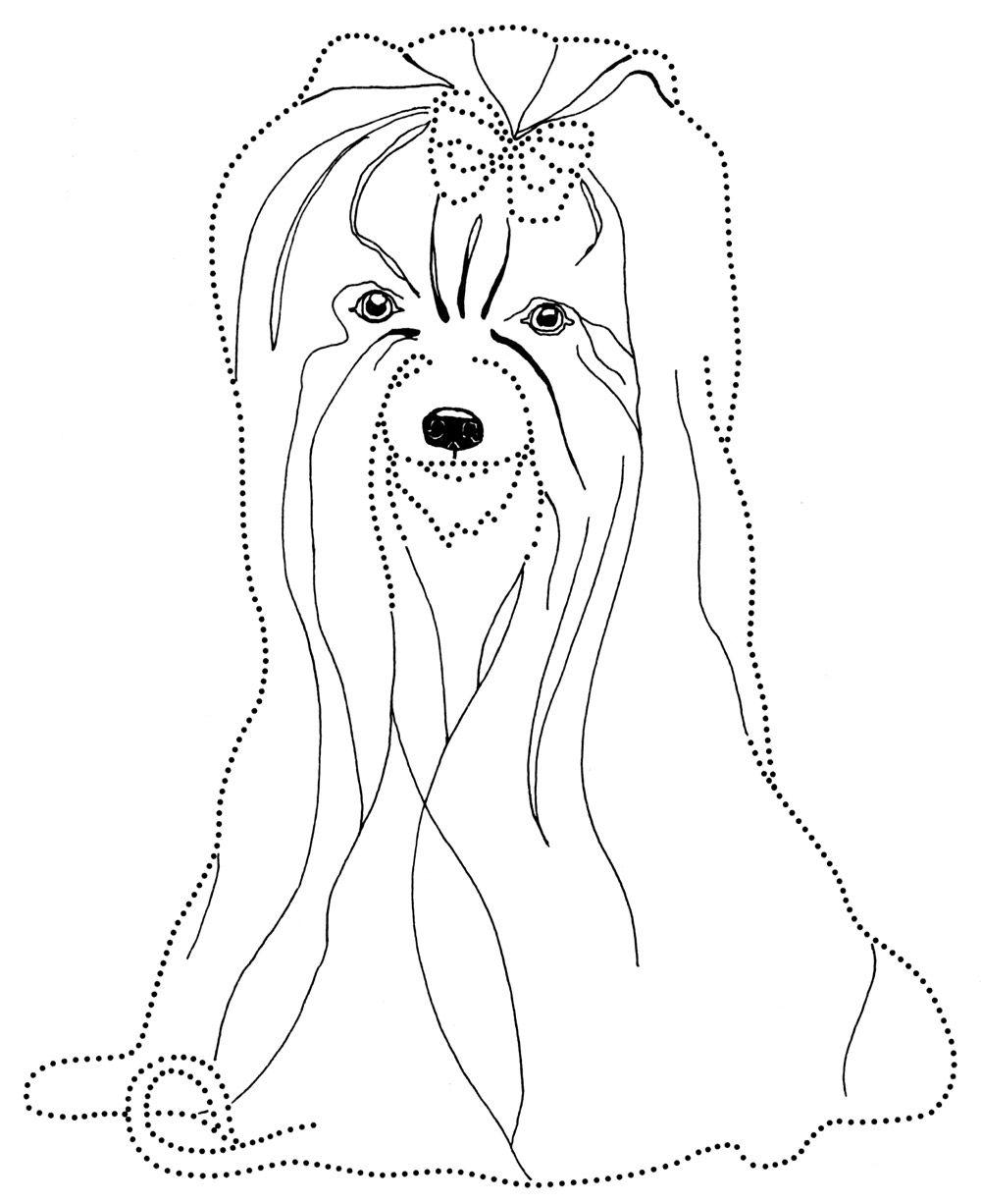 Раскраска с изображением собачки бантом (собачки)