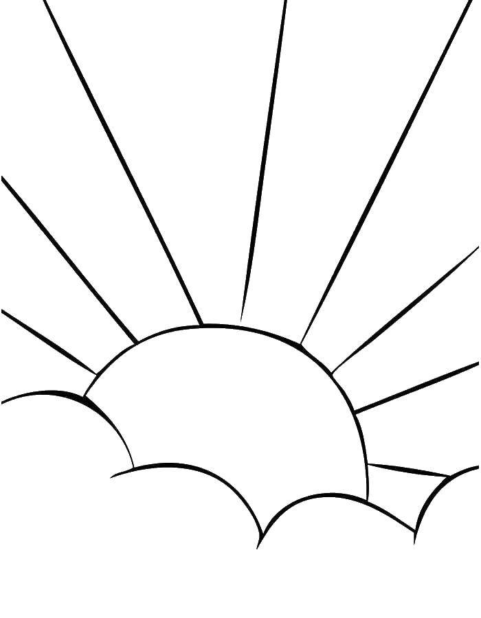 Раскраска заката солнца для детей (закат, солнце, облака)