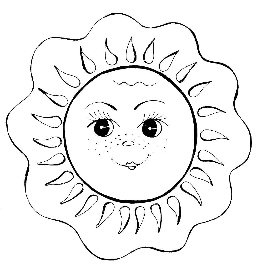 Раскраска Солнце для детей (солнышко)