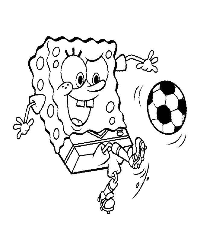 Раскраска Спанч Боб в футбольной форме (спорт, футбол)