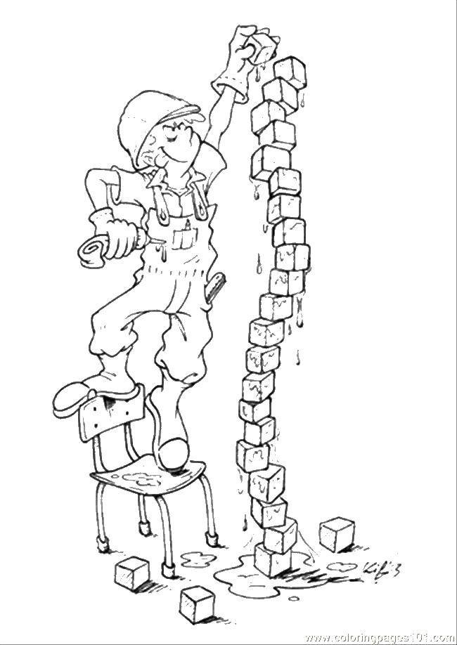 Раскраска с изображением игрушки и кубиков (дети, кубики)