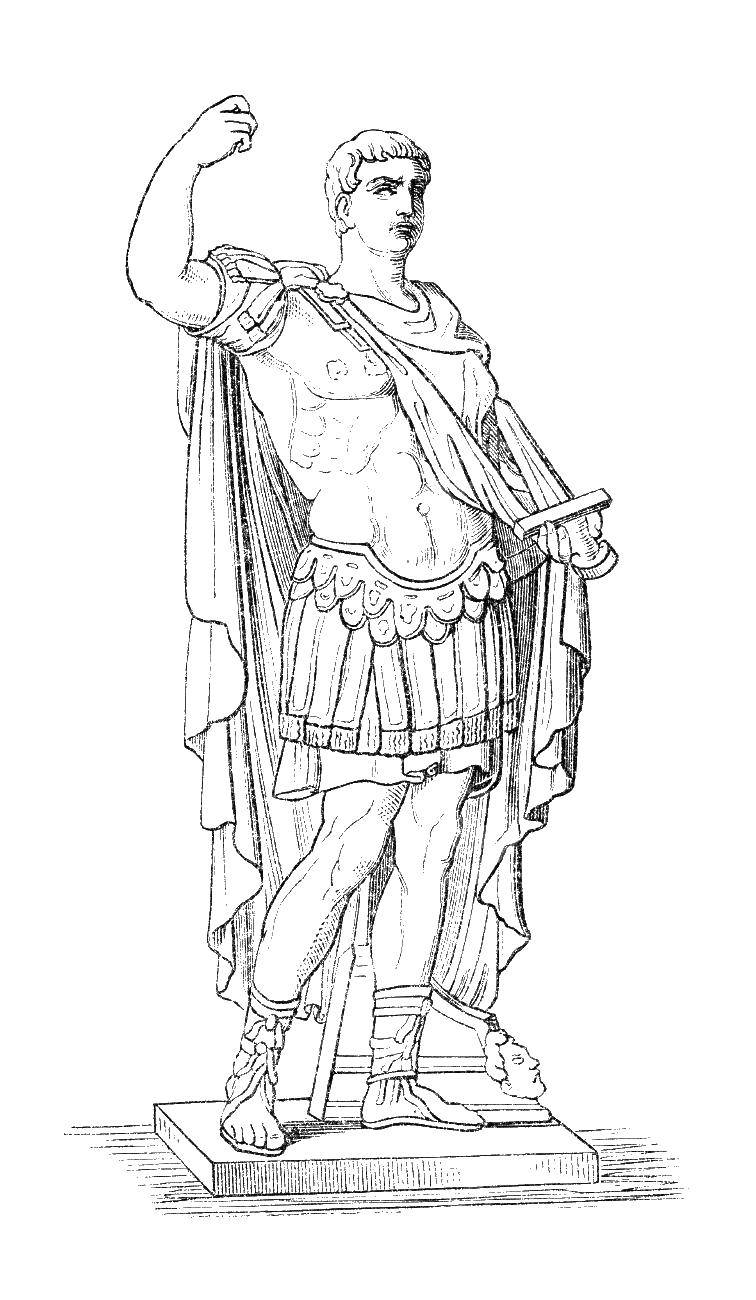 Раскраска гладиаторы, древний Рим, статуи (древний, статуи)