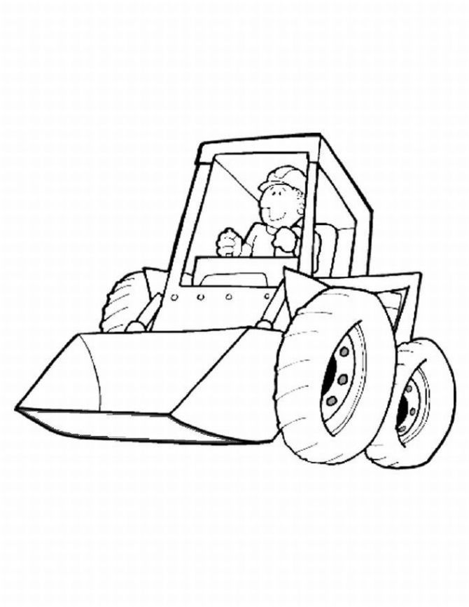 Раскраска строителя за рулем трактора для мальчиков