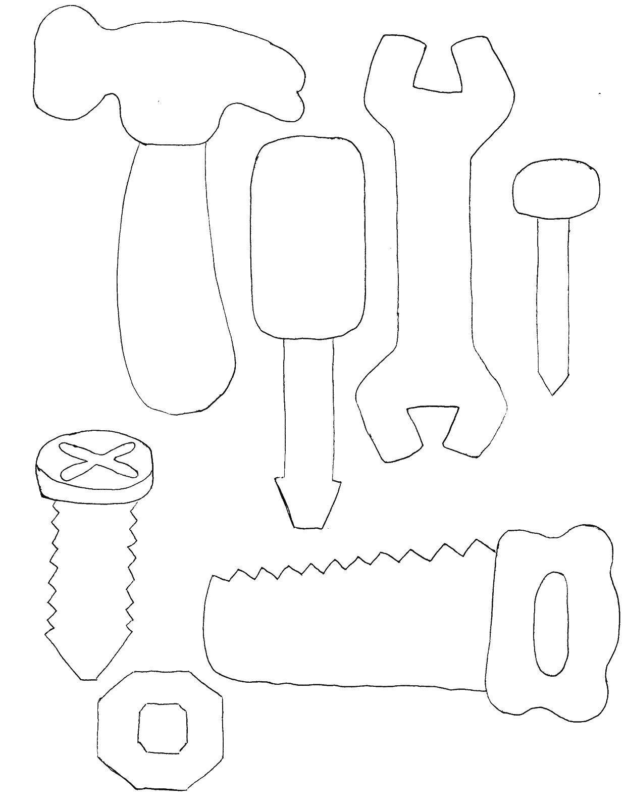 Раскраска молотка Строителя и инструментов на стройке (молоток, инструменты, стройка)