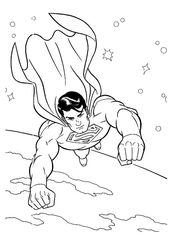 Раскраска с суперменом летящим вокруг планеты (супермен)