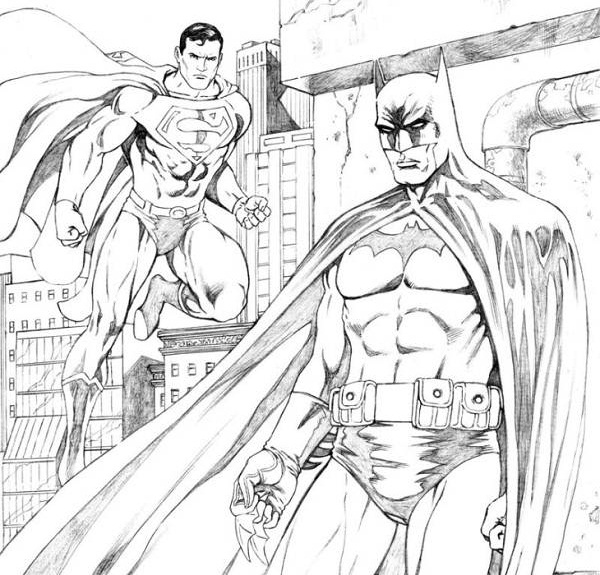 Раскраски с Суперменом и Бэтменом для мальчиков (супермен, бетмен)