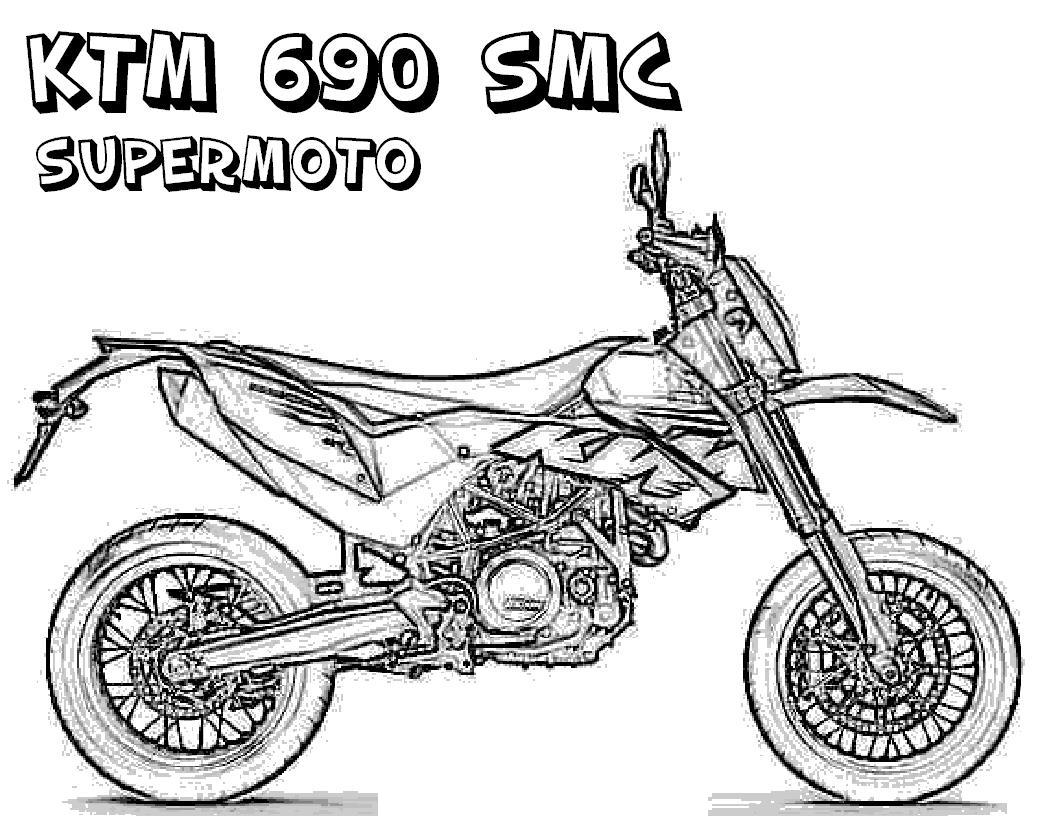 Раскраски мотоцикла Супермото KTM 690 для мальчиков (KTM, Супермото)