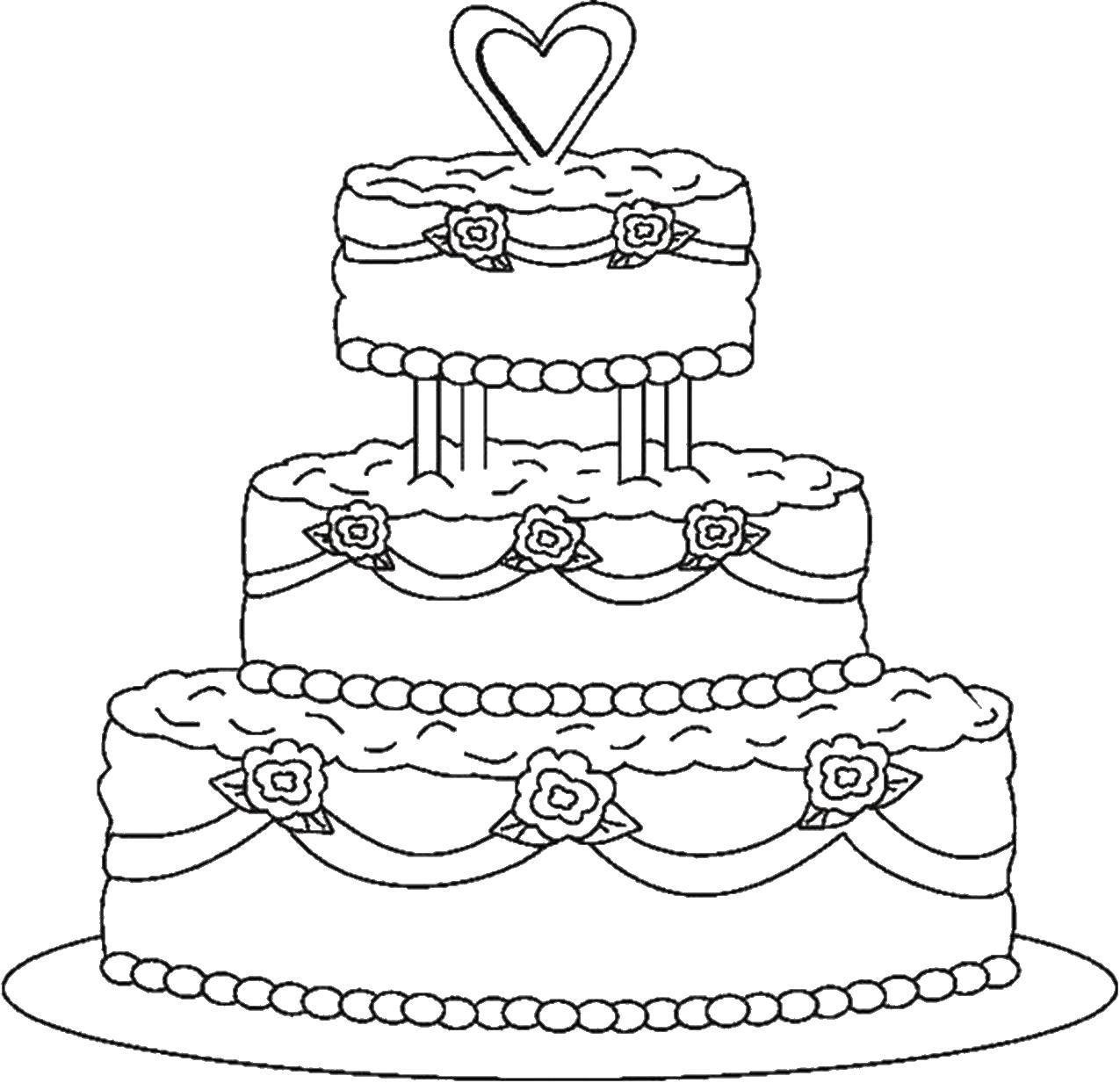 Раскраска торта для свадьбы (Торты)
