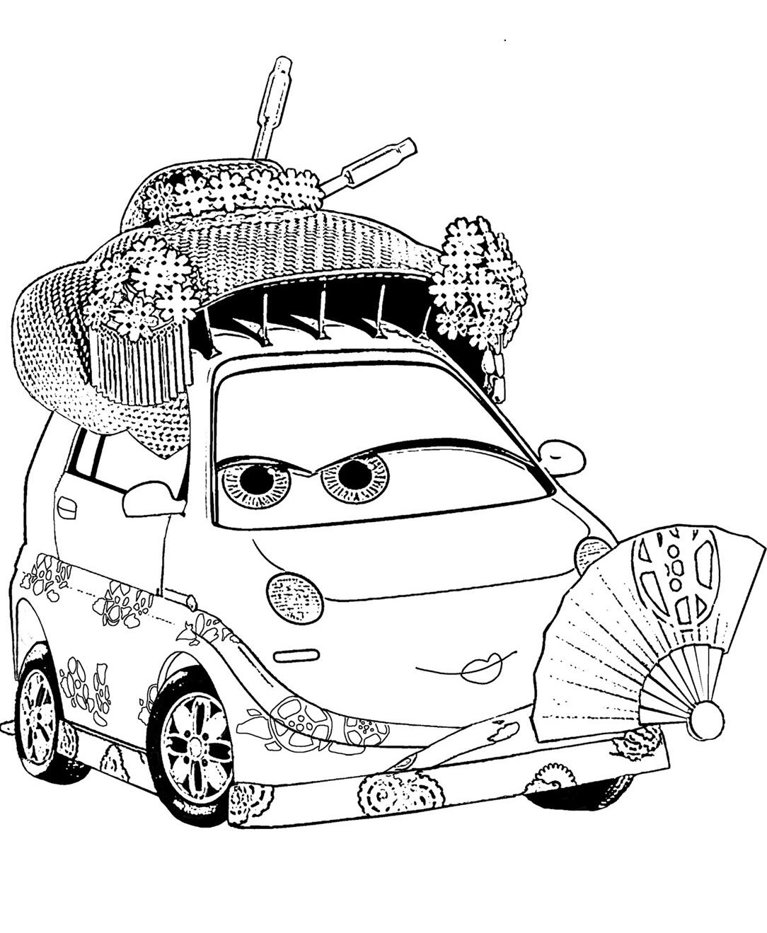 Раскраска с изображением персонажей Тачка японка для мальчиков (Тачка, японка)