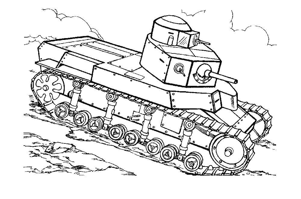 Раскраски Военное: танки, машины, оружие для мальчиков (танк, оружие)