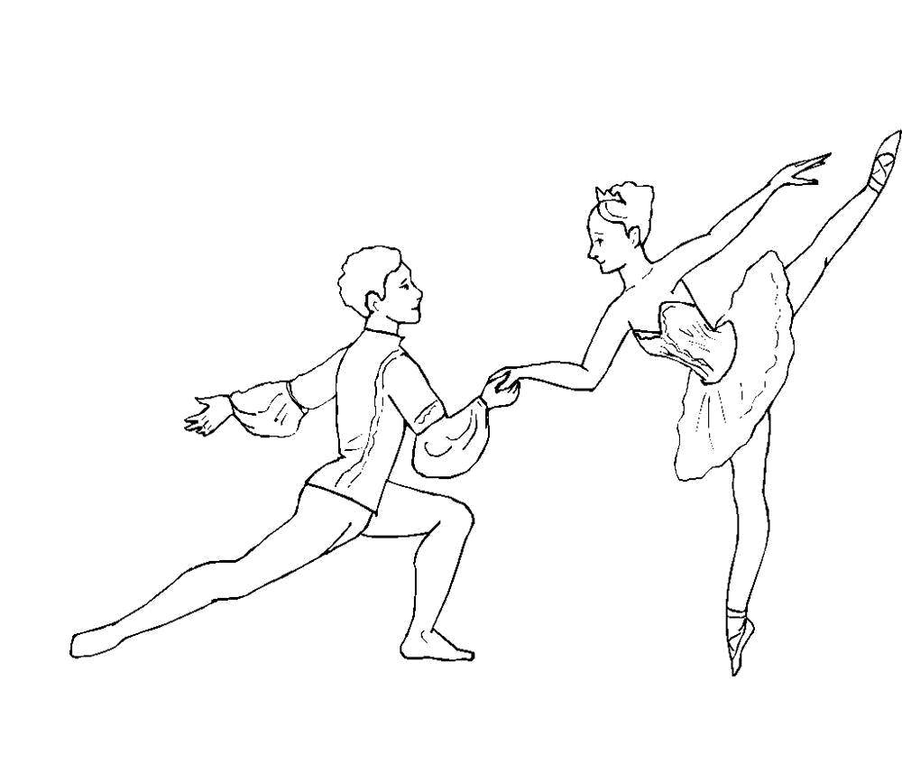 Раскраска балерины для девочек (балерина, танцы)