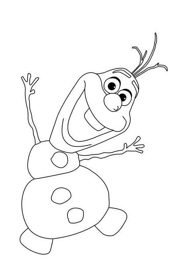 Раскраска Танцующий снеговик Олаф на тему зима (снеговик, Олаф, зима)