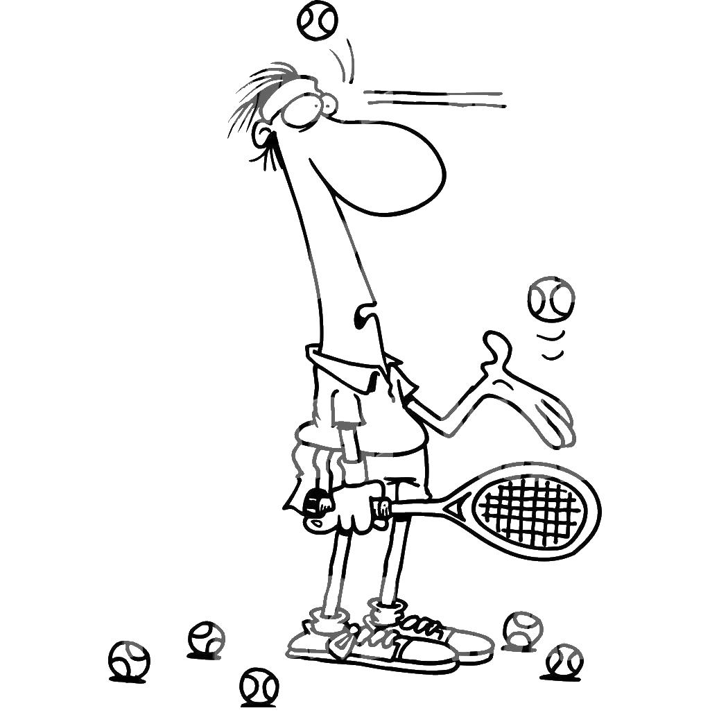 Мальчик играет в теннис - раскраска для мальчиков (теннис, игры, теннисисты)