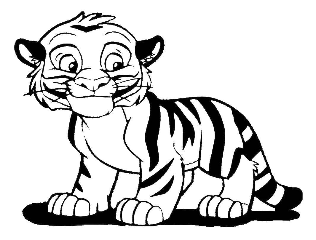 Раскраска с тигром из Диснеевского мультфильма Жасмин (Жасмин, мультфильмы)