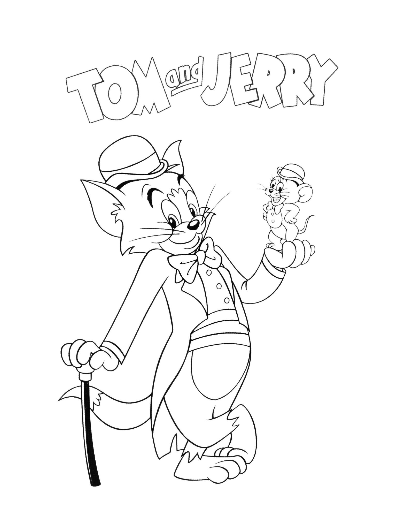 Раскраска с Персонажем из мультфильма Том и Джерри (Том, Джерри)