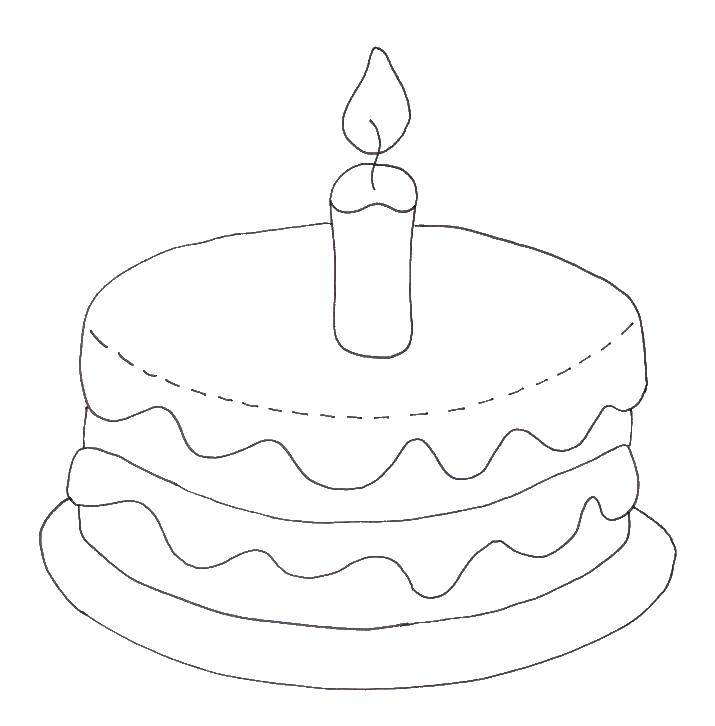 Раскраска торта с горящими свечами (торты)