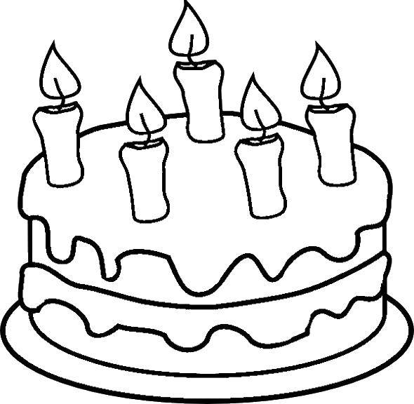 Раскраска торта для девочек на день рождения (торты)