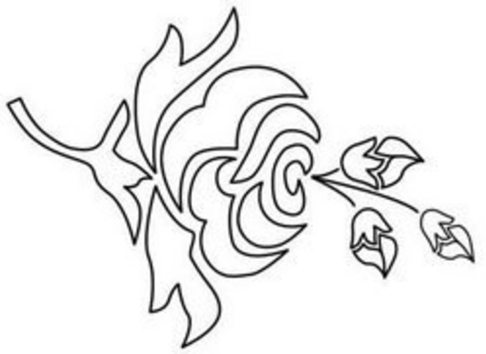 Раскраска цветка роза с трафаретом (трафарет, цветок, роза)
