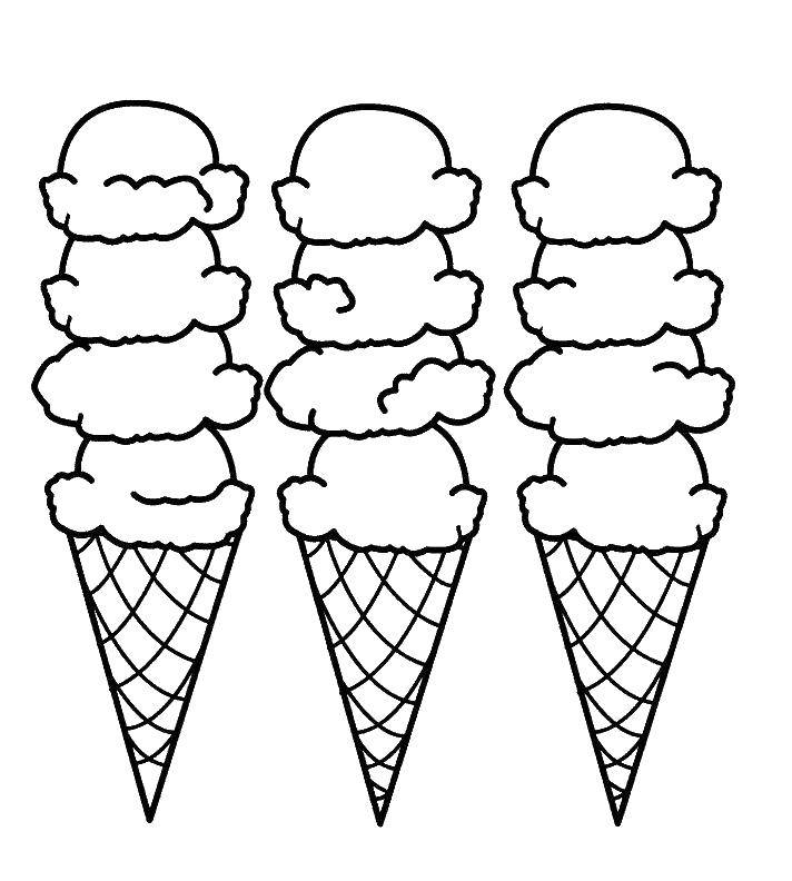 Раскраски Мороженое для детей (вафля)