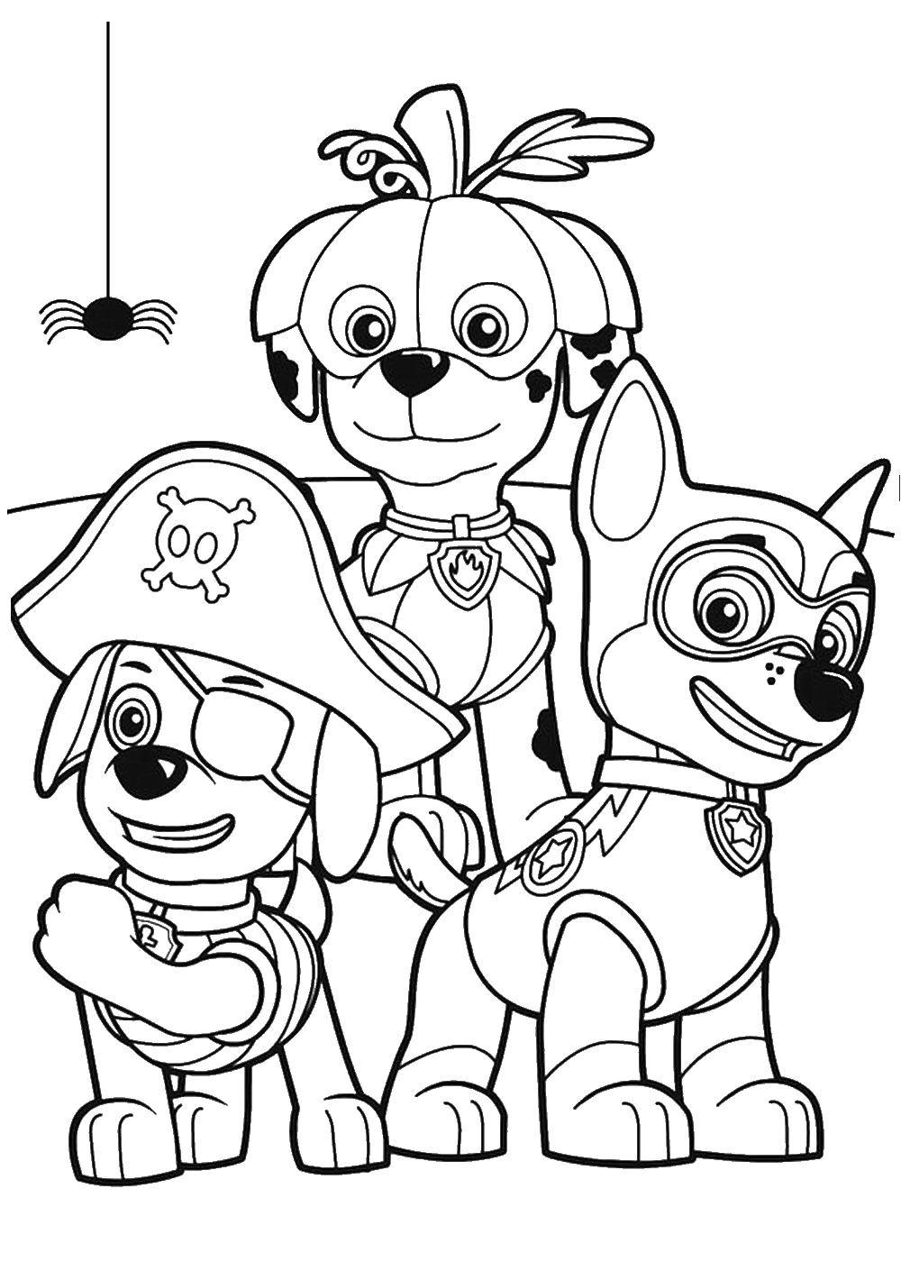 Раскраска мультфильма о собаках: спасатели, щенки и Хэллоуин (щенки, Хэллоуин)