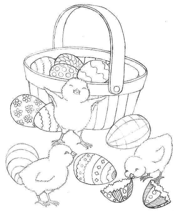 Раскраски Пасха: яйца, цыплята и другие милые персонажи (яйца, цыплята)