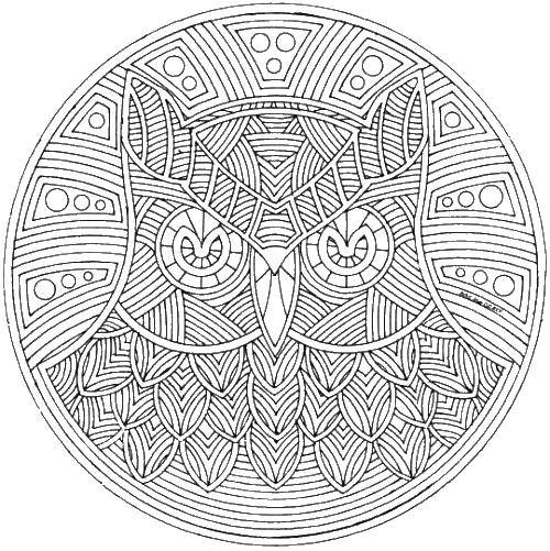 Раскраска с изображением совы для релаксации и творчества (антистресс, сова)