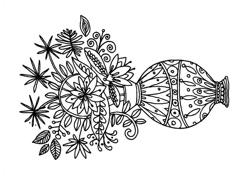 Раскраска Ваза цветы для детей (ваза, цветы)