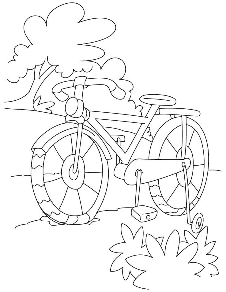 Раскраска велосипед на улице для детей мальчиков (велосипед)