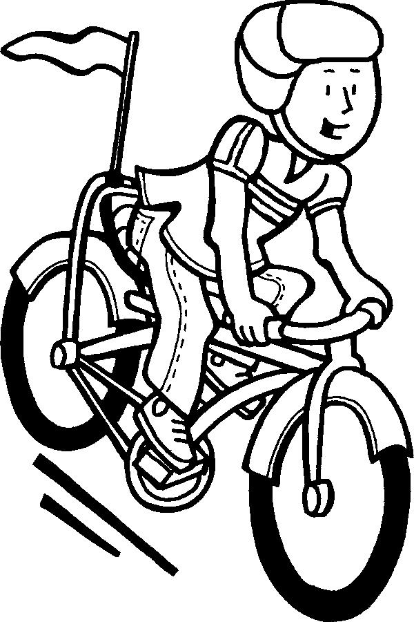 Раскраска велосипеда и велосипедиста для мальчиков (флаг)