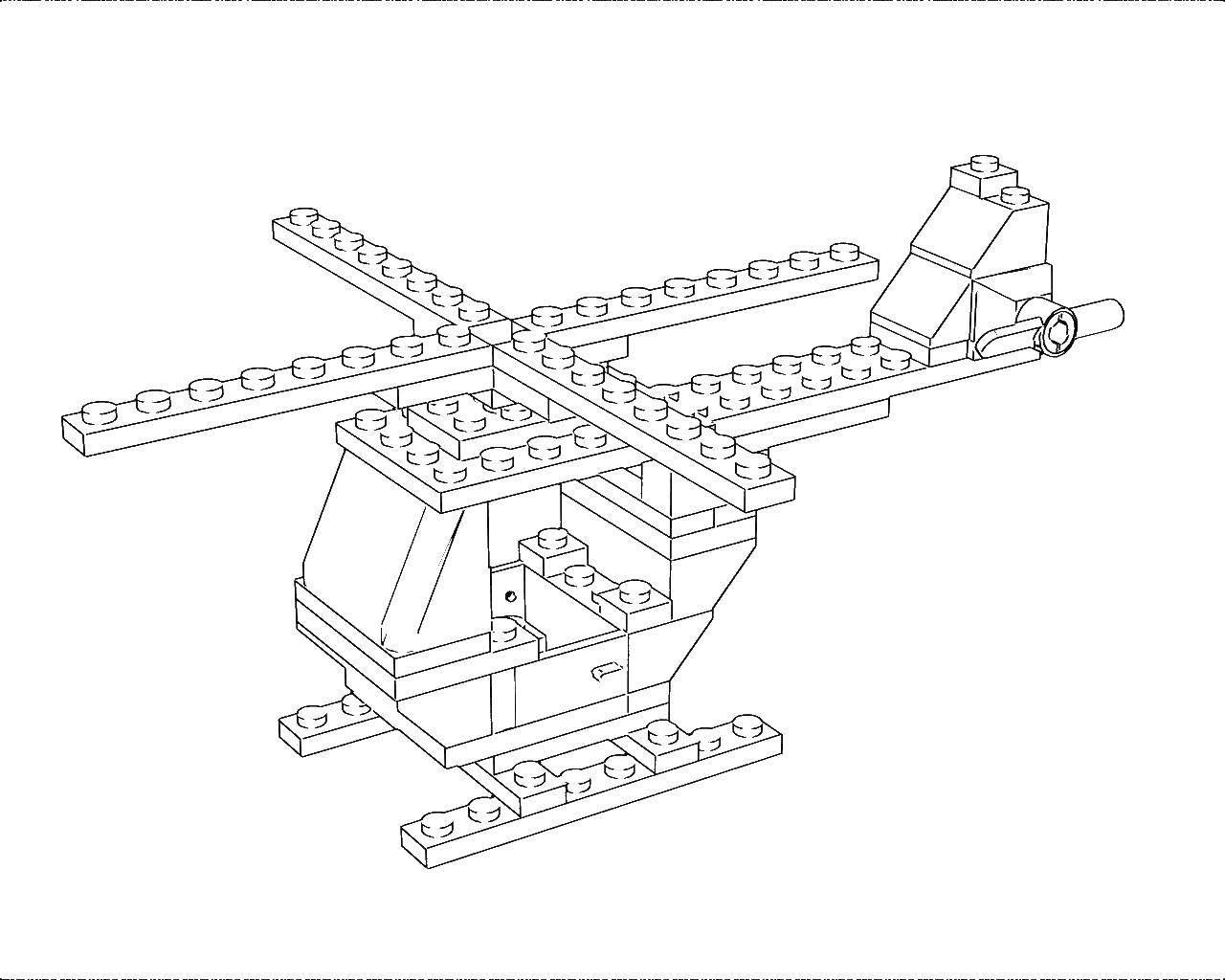 Раскраска Лего Вертолет с пропеллером для детей (лего, вертолет, пропеллер)
