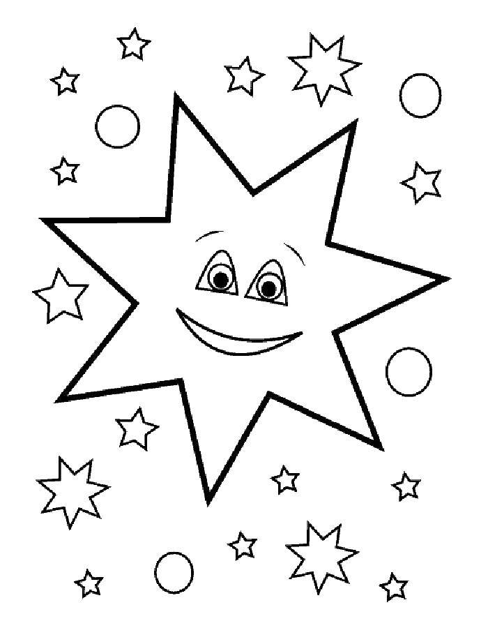 Раскраска со звездочками Звездочки и ночью для детей (звездочки, ночь)