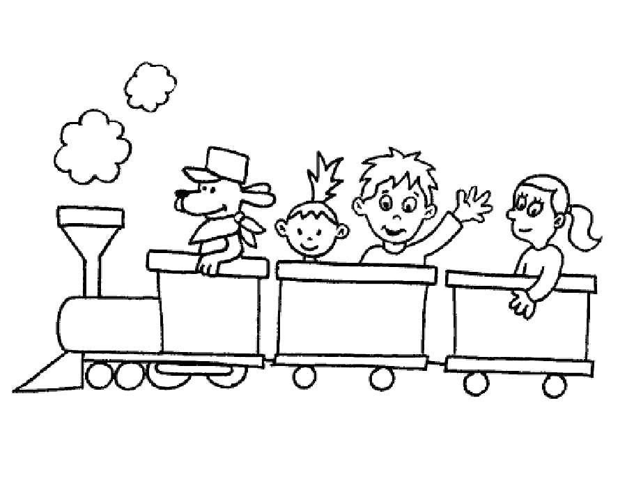 Раскраска Поезд для друзей и веселья (поезд, веселье, развлечение)