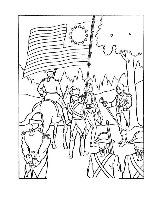 Раскраска изображения сцены битвы во время американской войны (америка)
