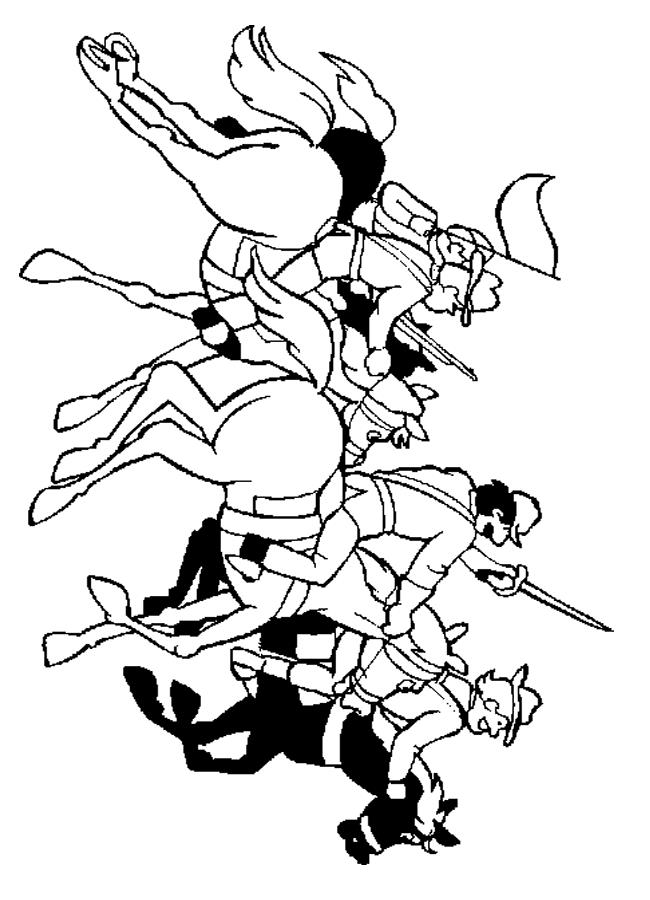 Раскраска с изображением солдат на лошадях для мальчиков (солдаты)