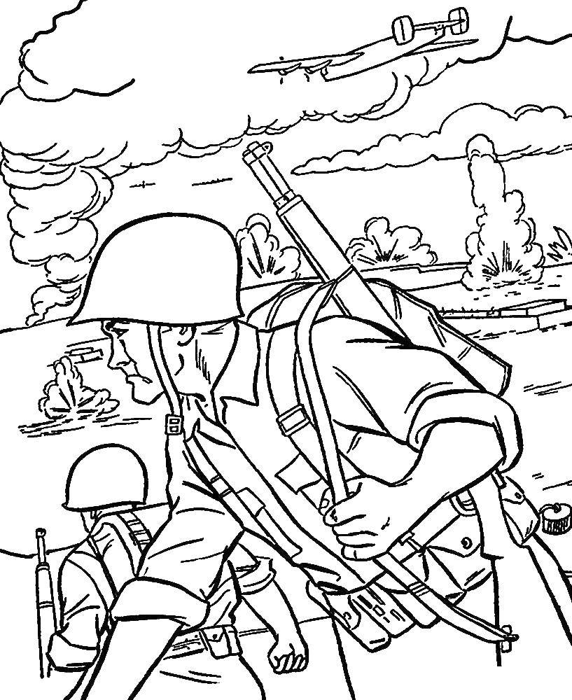 Раскраска с военной техникой для детей (война, танки)