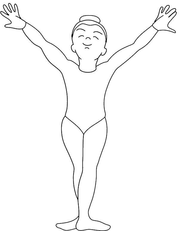 Раскраска гимнастки во время тренировки (гимнастика)