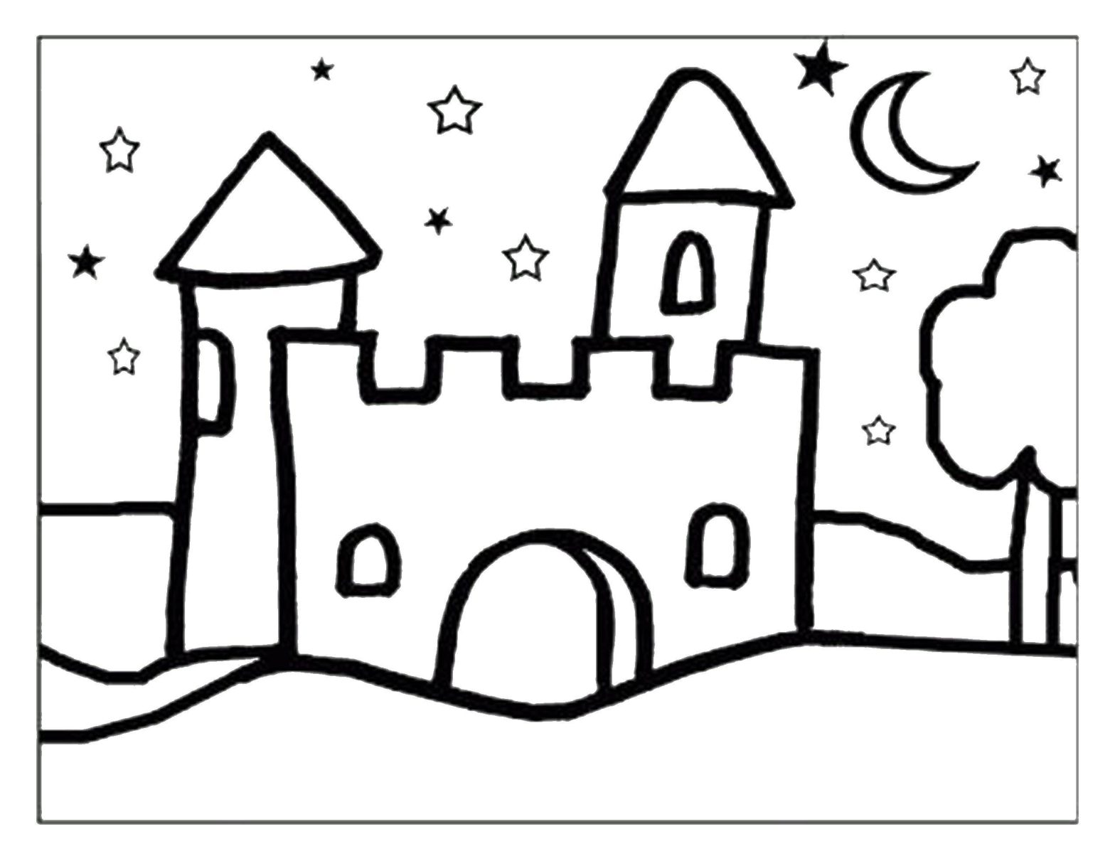 Раскраски замков на ночном фоне - бесплатно распечатывай и раскрашивай (замки, раскрасить)
