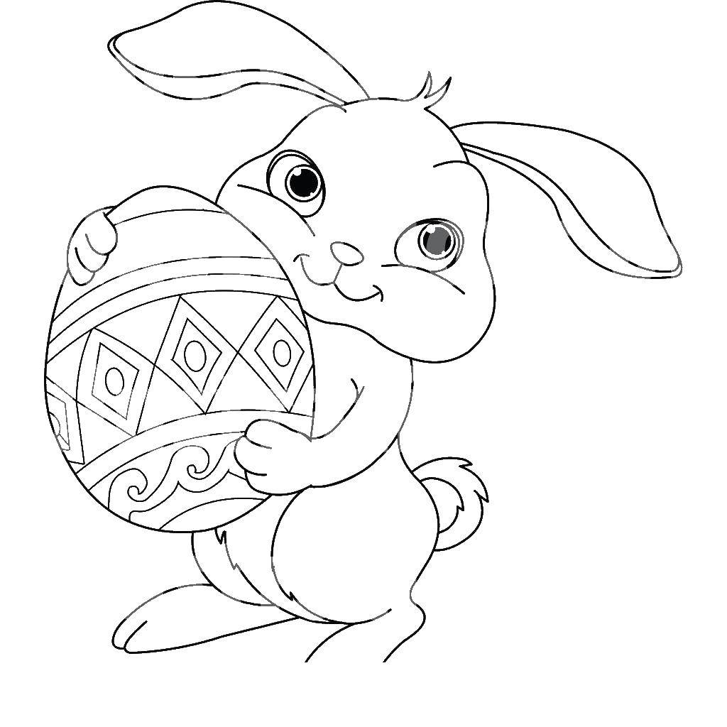 Раскраска с животными: заяц и яйцо (яйцо)