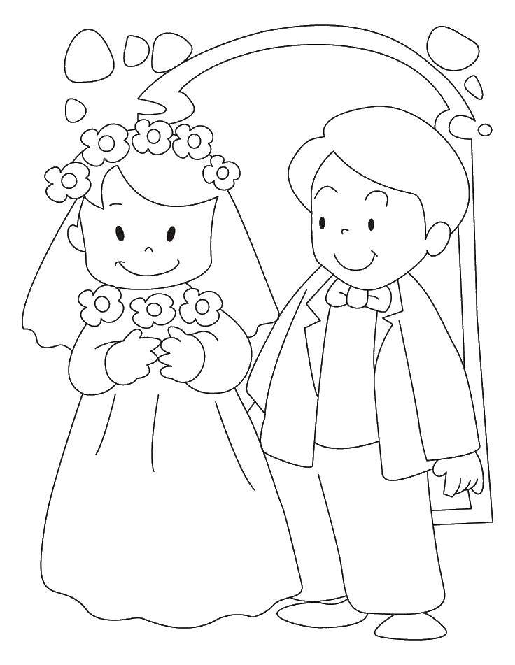 Раскраска жениха и невесты на свадьбе (жених, невеста)