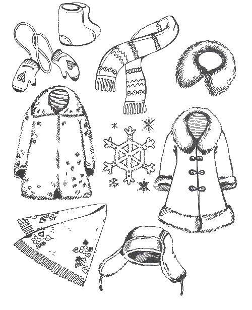 Раскраска зимней одежды для девочек (зимняя, одежда)