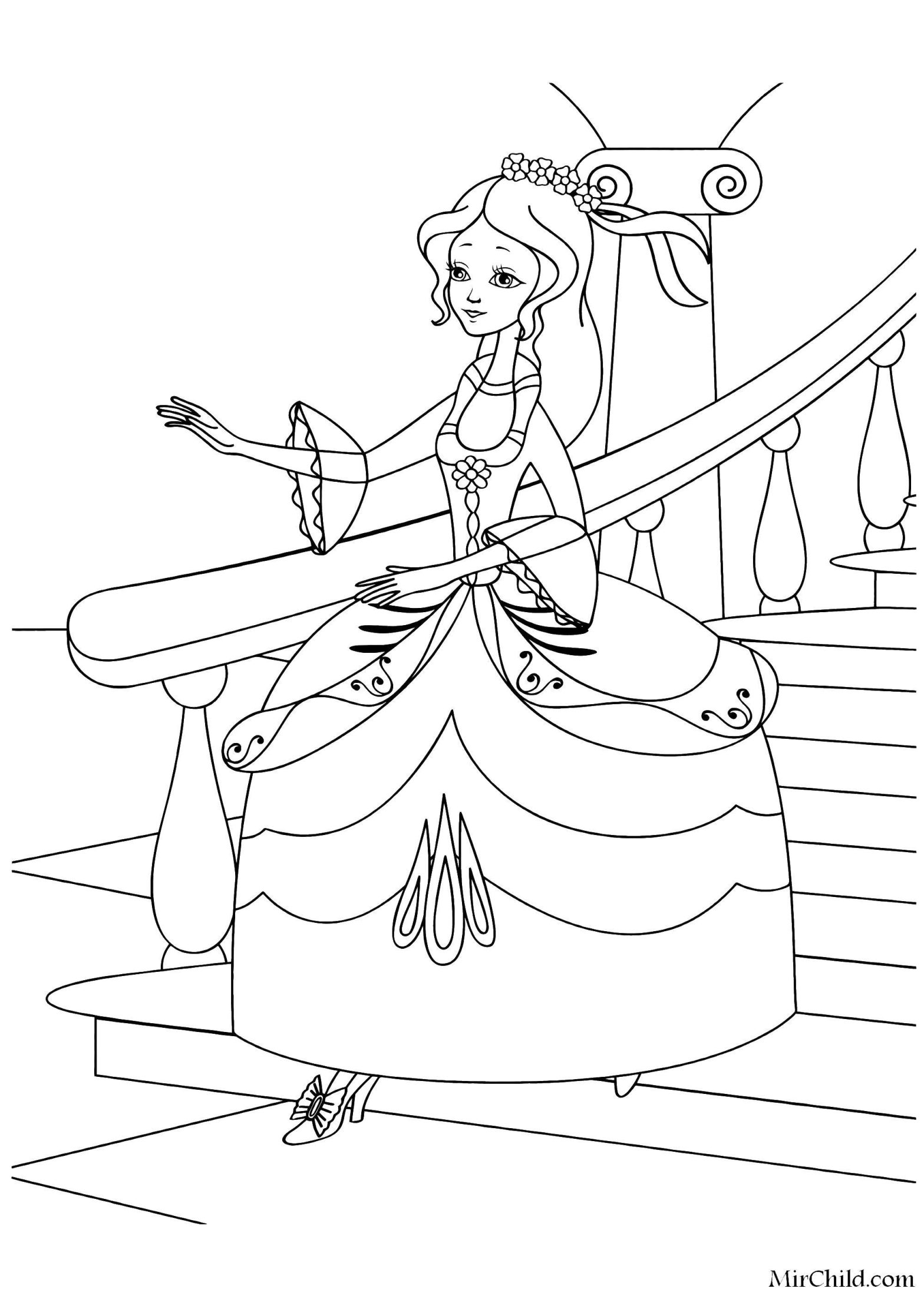 Раскраска Золушка и принц Дисней для девочек (Золушка, принц, приключения)