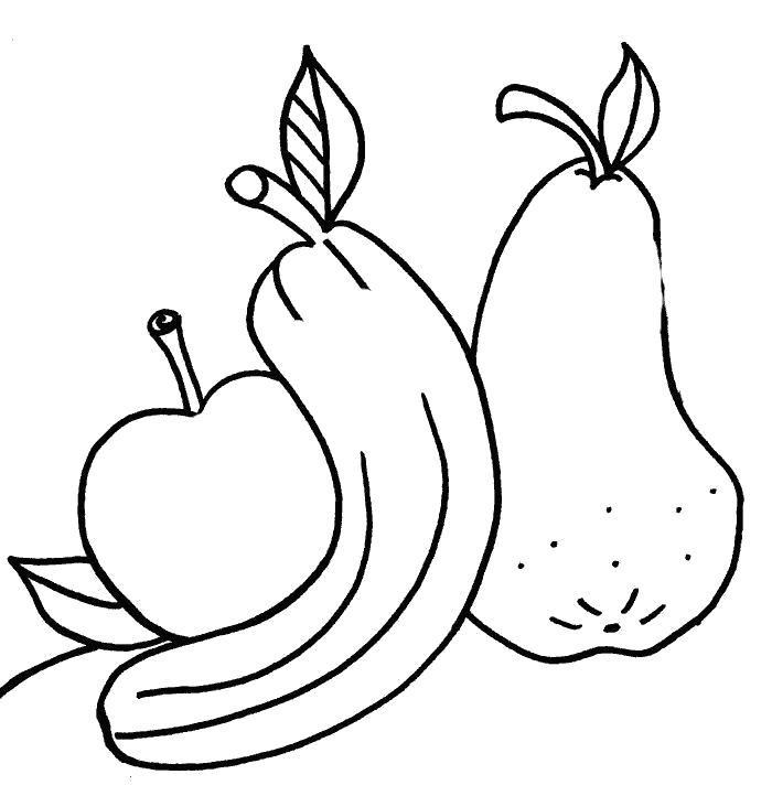 Раскраска фруктов: яблоко, груша, банан (банан)