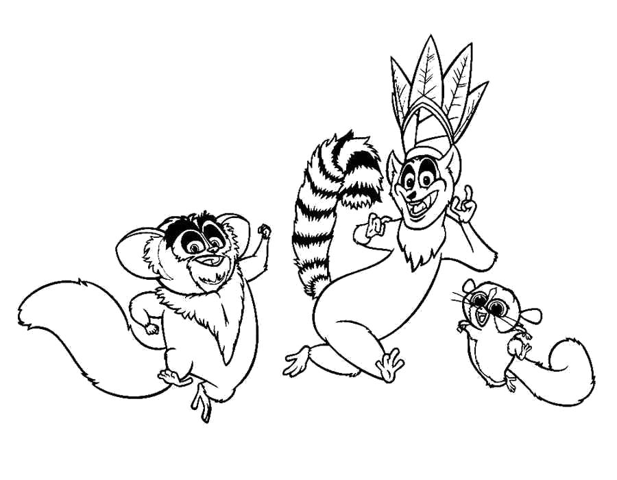 Раскраска с персонажами из Мадагаскара (Мадагаскар)