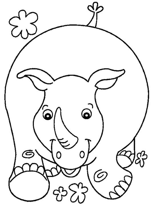 Раскраска Дикие животные Носорог для детей (носорог)